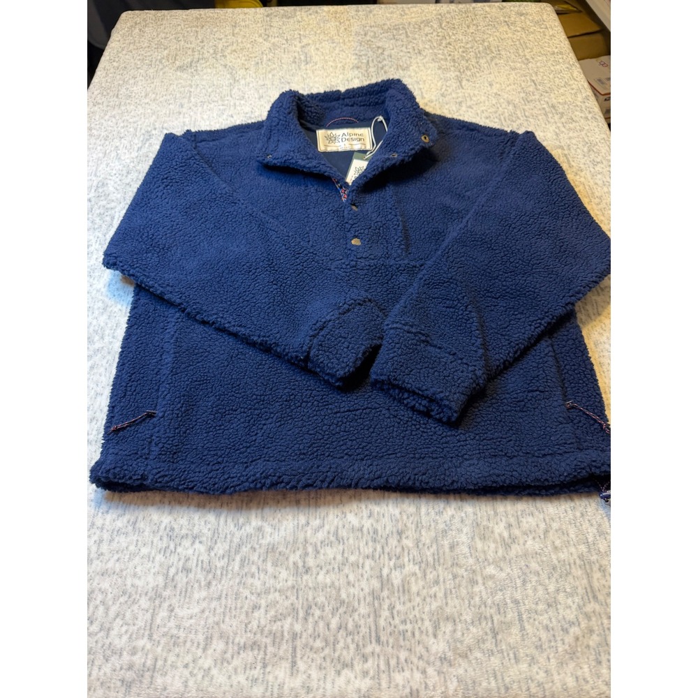 Alpine Design Womens S Vintage Blue 1/4 Snap Sherpa Pullover Fleece Jacket NWT